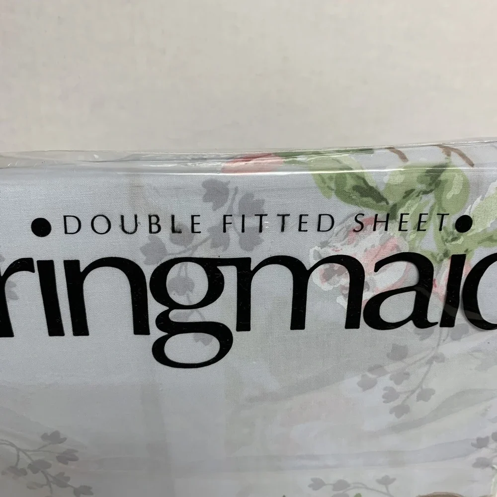 Vtg Springmaid No Iron Percale Double Fitted Sheet Pretty Foral Made USA NOS NEW